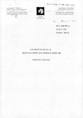 Eighteenth Antarctic Treaty Consultative Meeting, Kyoto, Information paper 14 "Site descript...