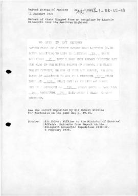 United States, Record of claim dropped from an aeroplane by Lincoln Ellsworth over the American H...