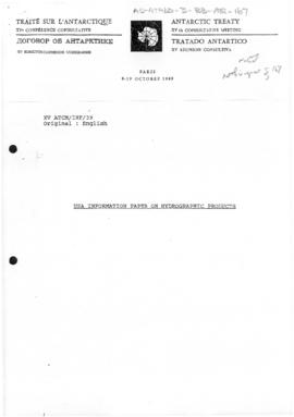 Fifteenth Antarctic Treaty Consultative Meeting, Paris, Information paper 39 "USA informatio...