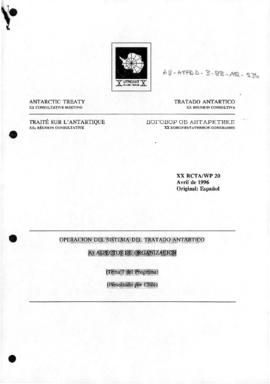 Twentieth Antarctic Treaty Consultative Meeting (Utrecht) Working paper 20 "Operacion del Si...