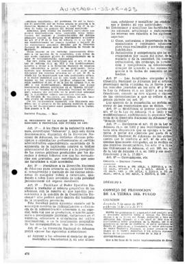 Argentina, Decree 8 establishing a Council for the promotion of Tierra del Fuego