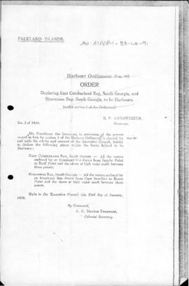 United Kingdom, Order declaring East Cumberland Bay and Stromness Bay, South Georgia, to be harbours