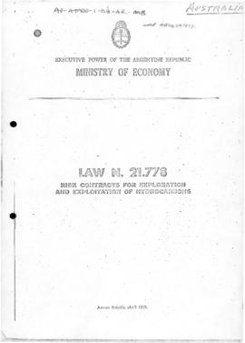 Argentina, Law 21778 concerning risk contracts for exploration and exploitation of hydrocarbons