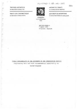 Twelfth Antarctic Treaty Consultative Meeting (Canberra) Preparatory Meeting Paper 4 "Public...