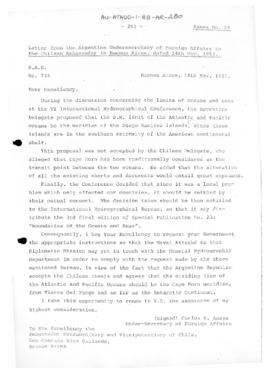 Argentine letter to Chile proposing that the two countries agree to the meridian of Cape Horn as ...