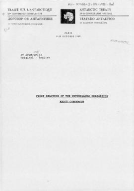 Fifteenth Antarctic Treaty Consultative Meeting, Paris, Information paper 33 "First reaction...