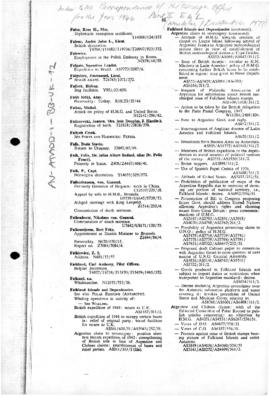 United Kingdom, Index of correspondence of the Foreign Office for the year 1946