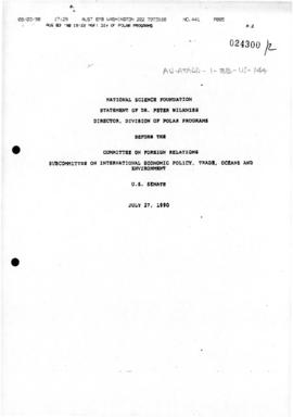 United States Congress, Senate Committee of Foreign Relations "Statement of Dr Peter Wilknis...