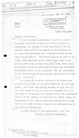 British note Argentina indicating that the United Kingdom presumed that Argentina did not assert ...