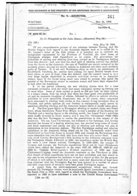 British despatch concerning Norwegian interests in the Antarctic