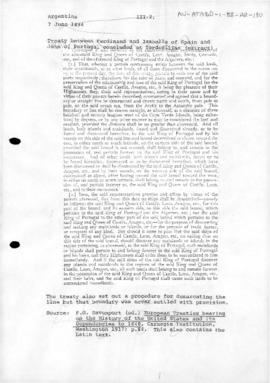 Treaty between Ferdinand and Isabella of Spain and John of Portugal, concluded at Tordesillas (ex...