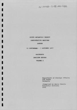 Ninth Antarctic Treaty Consultative Meeting (London), documents, English series volume I