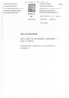 Thirteenth Antarctic Treaty Consultative Meeting (Brussels) Working paper 25 Revision 1 "Man...