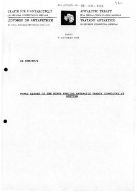 Ninth Special Antarctic Treaty Consultative Meeting (Paris) Working Paper 2 "[Draft] Final r...