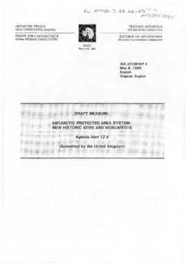 Nineteenth Antarctic Treaty Consultative Meeting (Seoul) Working paper 4 "Antarctic protecte...