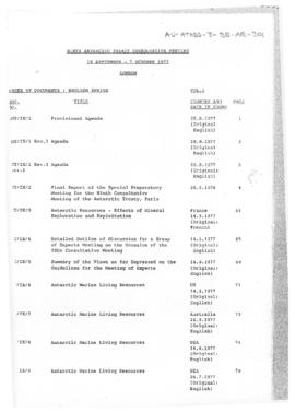 Ninth Antarctic Treaty Consultative Meeting (London) non-paper "Index of documents: English ...