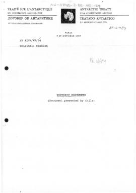 Fifteenth Antarctic Treaty Consultative Meeting, Paris, Working paper 56 "Historic monuments...