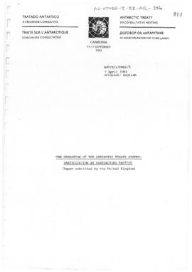 Twelfth Antarctic Treaty Consultative Meeting (Canberra) Preparatory Meeting Paper 5 "The op...