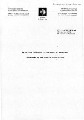 Eighteenth Antarctic Treaty Consultative Meeting, Kyoto, Information paper 63 "Background Po...