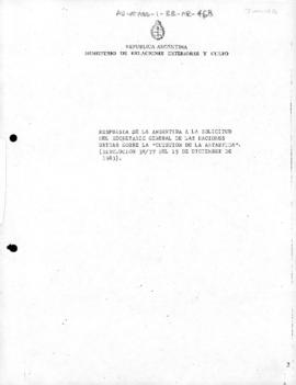 Argentina "Respuesta de la Argentina a la solicitud del Secretario General de las Naciones U...