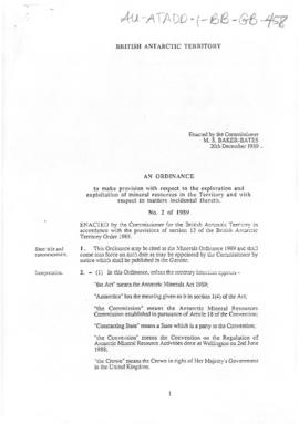 British Antarctic Territory, various Ordinances 1989 to 1993