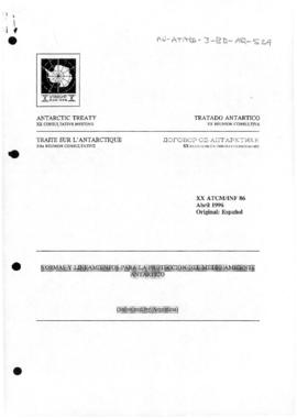 Twentieth Antarctic Treaty Consultative Meeting (Utrecht) Information paper 86 "Normas y lin...