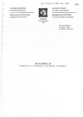 Twelfth Antarctic Treaty Consultative Meeting (Canberra) Preparatory Meeting Paper 10 "Uses ...