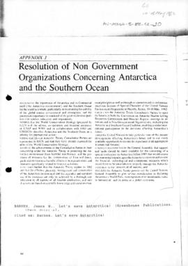 Resolution of Non Government Organizations Concerning Antarctica and the Southern Ocean (from Bar...