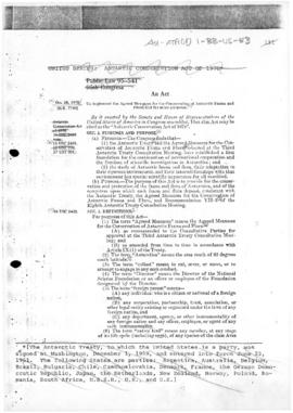 United States, Antarctic Conservation Act of 1978