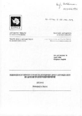 Twentieth Antarctic Treaty Consultative Meeting (Utrecht) Information paper 78 "Suggestion o...