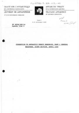 Fifteenth Antarctic Treaty Consultative Meeting, Paris, Information paper 16 "Correction to ...