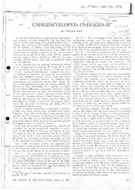 Lucius Mar "Underdeveloped fisheries II' The Review of the River Plate (Argentina)