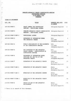 Twelfth Antarctic Treaty Consultative Meeting (Canberra) Preparatory Meeting Non-paper "Inde...
