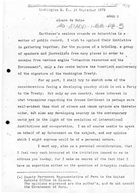 Alvaro de Soto statement (Deputy Permanent Representative of Peru to the United States in Geneva)...