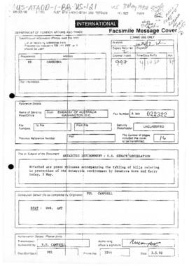 United States Senate, Antarctic legislation, press statements by Al Gore, John Kerry, and related...