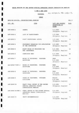 Second Special Antarctic Treaty Consultative Meeting, Third Session (Canberra) List of documents ...