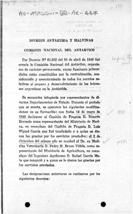 Argentina, Comision Nacional del Antarctico, Division Antardida y Malvinas