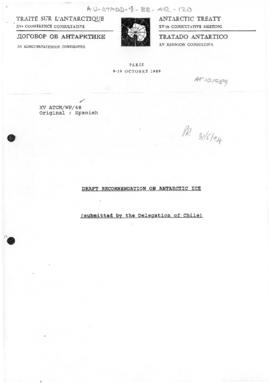 Fifteenth Antarctic Treaty Consultative Meeting, Paris, Working paper 48 "Draft recommendati...