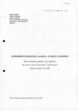 Franckx, Erik "Environmental protection: an Arctic-Antarctic comparison" Conference on ...