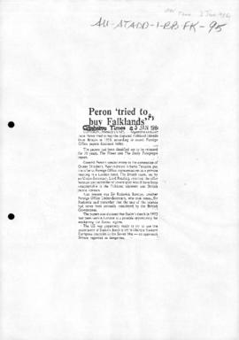 Press articles concerning the Falkland Islands/Malvinas conflict, January 1984-February 1990