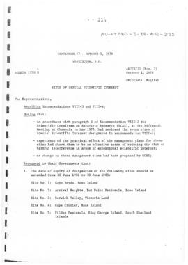 Tenth Antarctic Treaty Consultative Meeting (Washington) Working paper 31 Revision 2 "Sites ...