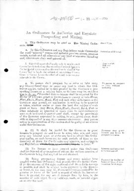 United Kingdom, Mining Ordinance as amended