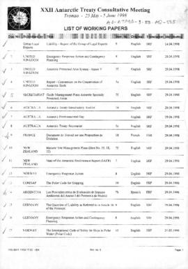 Twenty-second Antarctic Treaty Consultative Meeting (Tromsø) Non-paper "List of Working Pape...