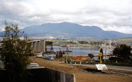 Eastern approach to Tasman Bridge during construction