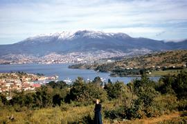 Snow cap on Mount Wellington taken from eastern shore