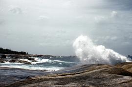 Rocky shoreline at blowhole, Bicheno