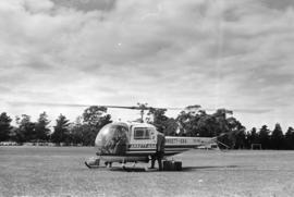 Helicopter on lawn