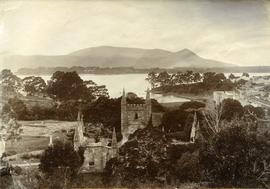 Elevated view of church ruins at Port Arthur