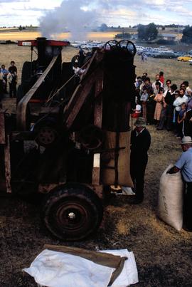 Demonstration of Aveling & Porter steam engine and grain harvest machine