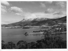 Cadbury site with snow covered Mt. Wellington